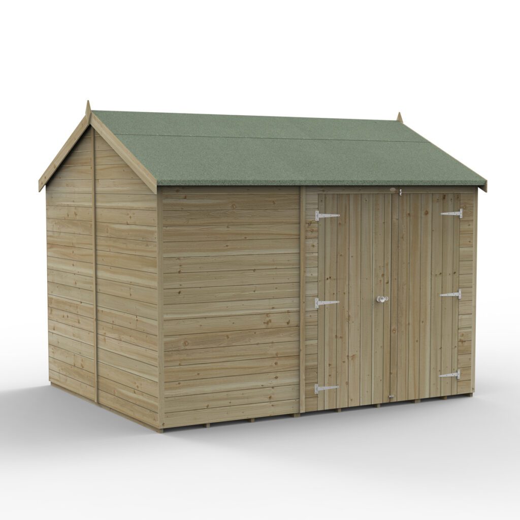 Timberdale 10×8 Reverse Apex Shed No Window – Double Door with Installation 5013053196090 2